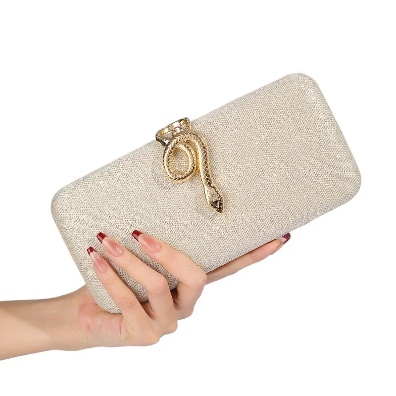 Serpent Clasp Crystal Evening Clutch