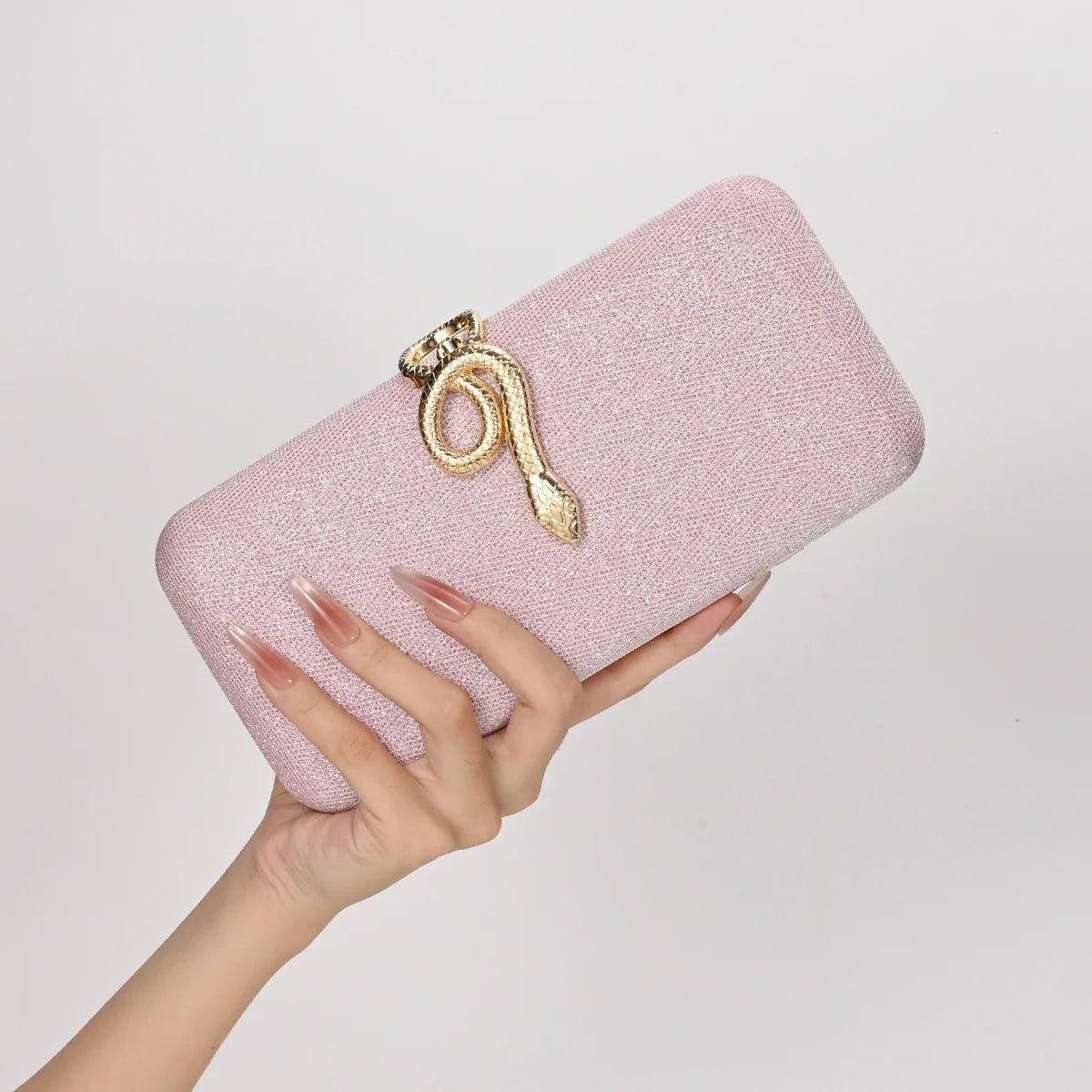 Serpent Clasp Crystal Evening Clutch