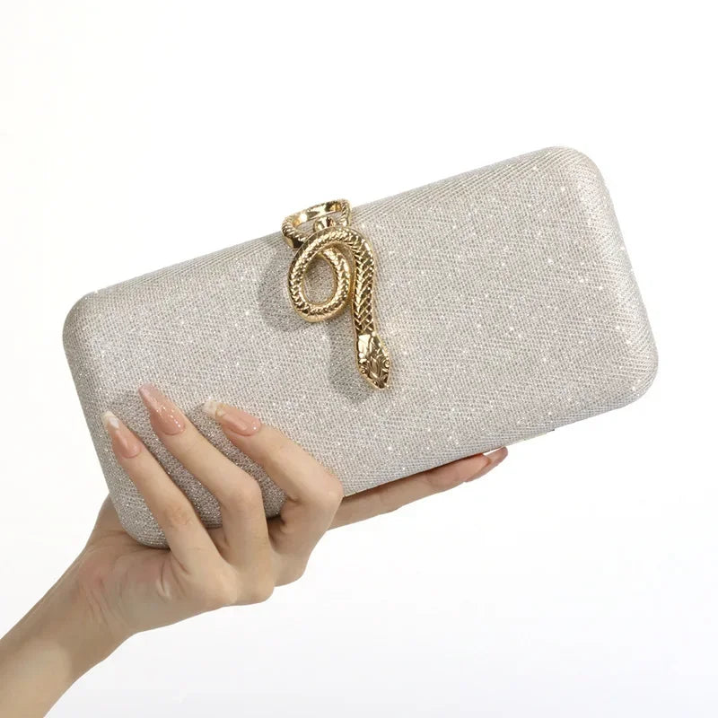 Serpent Clasp Crystal Evening Clutch