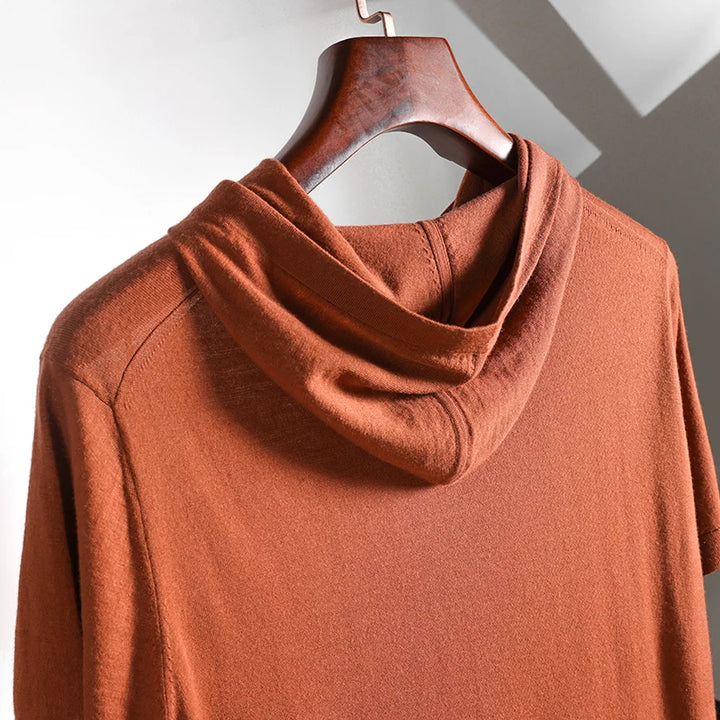  Short Sleeve Knit Hoodie