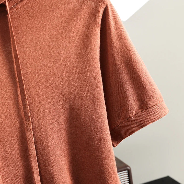  Short Sleeve Knit Hoodie