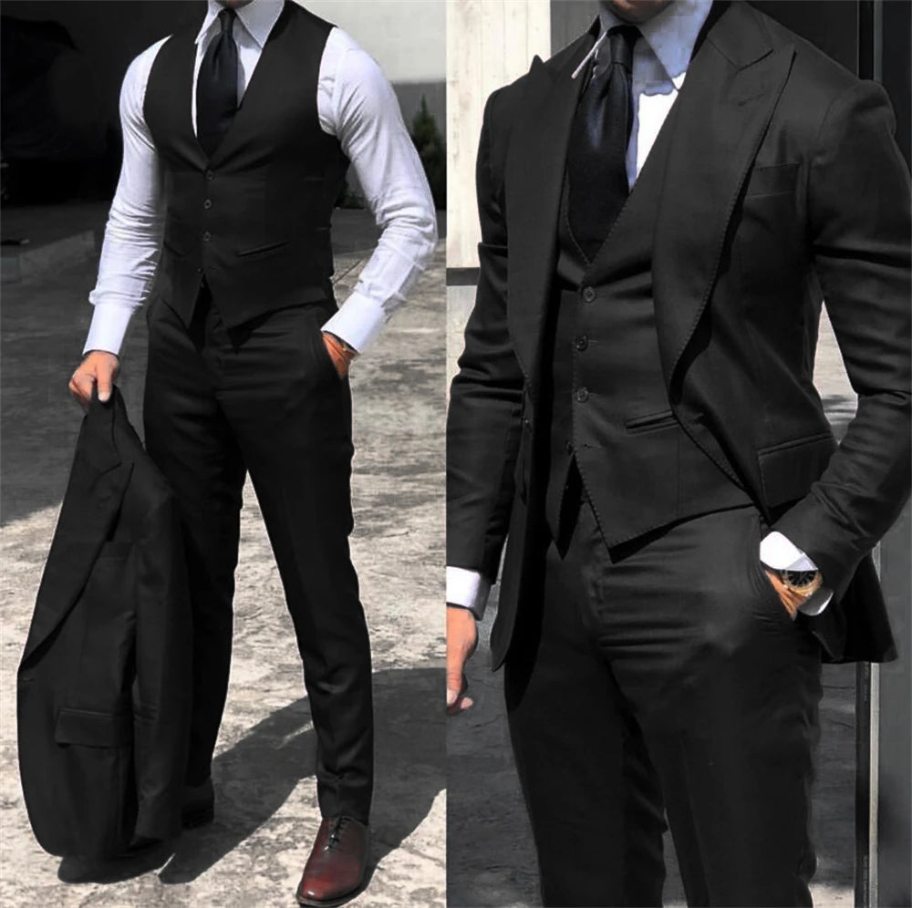 Slim-Fit Three Piece Suit Set