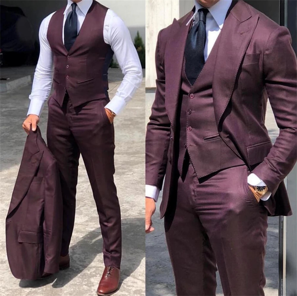 Slim-Fit Three Piece Suit Set