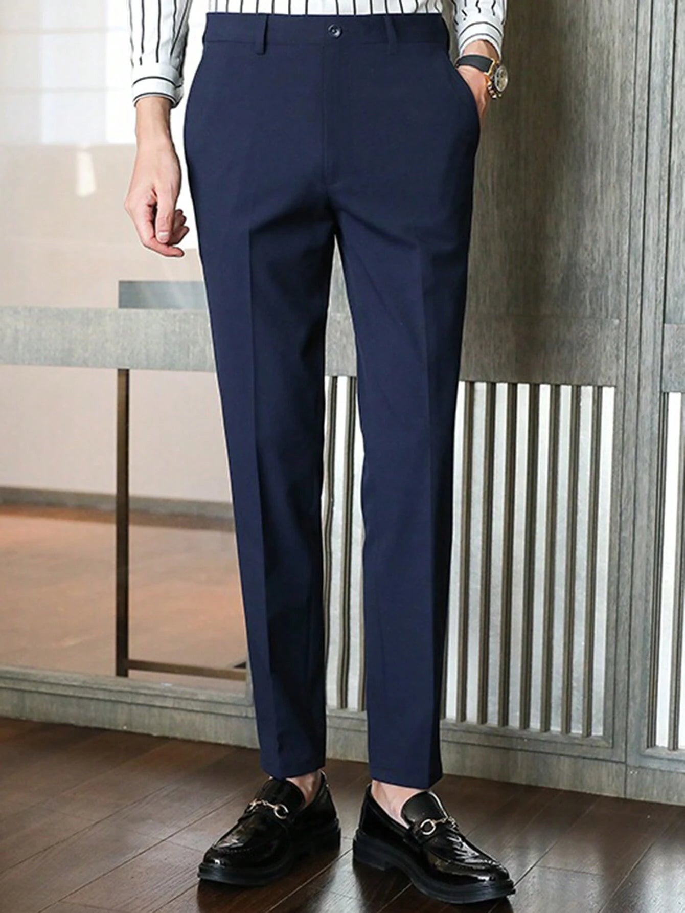 Slim Fit Flat Front Trousers