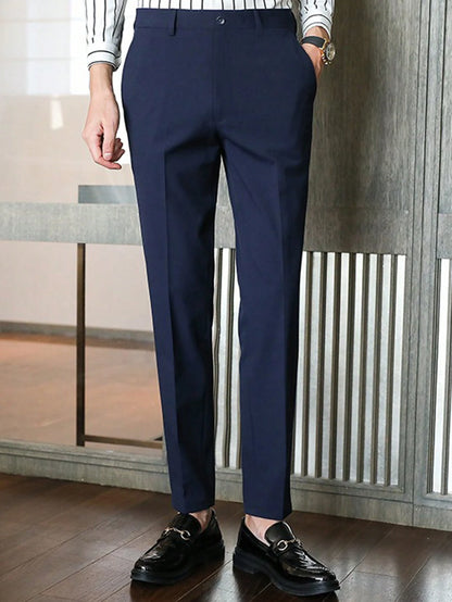 Slim Fit Flat Front Trousers