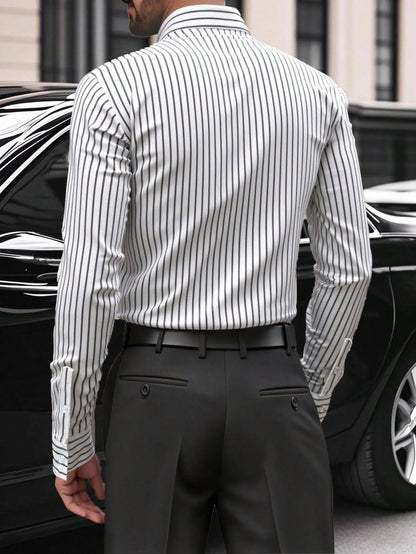 Slim Fit Striped Dress Shirt