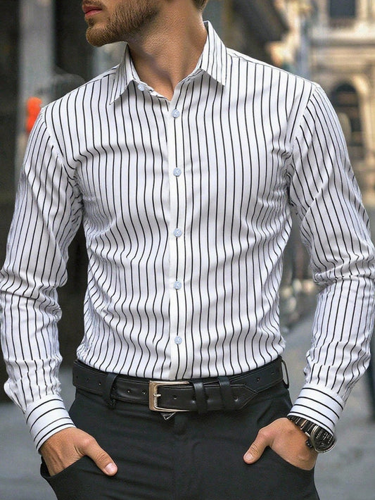 Slim Fit Striped Dress Shirt