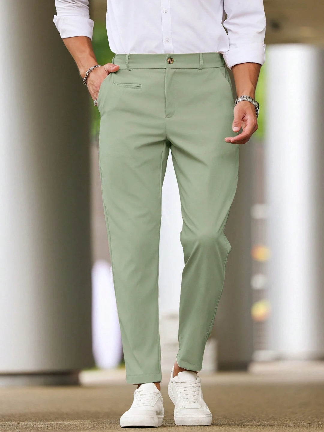   Slim Fit Tapered Ankle Pants