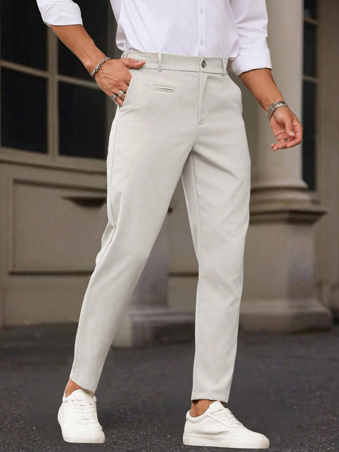 Slim Fit Tapered Ankle Trousers