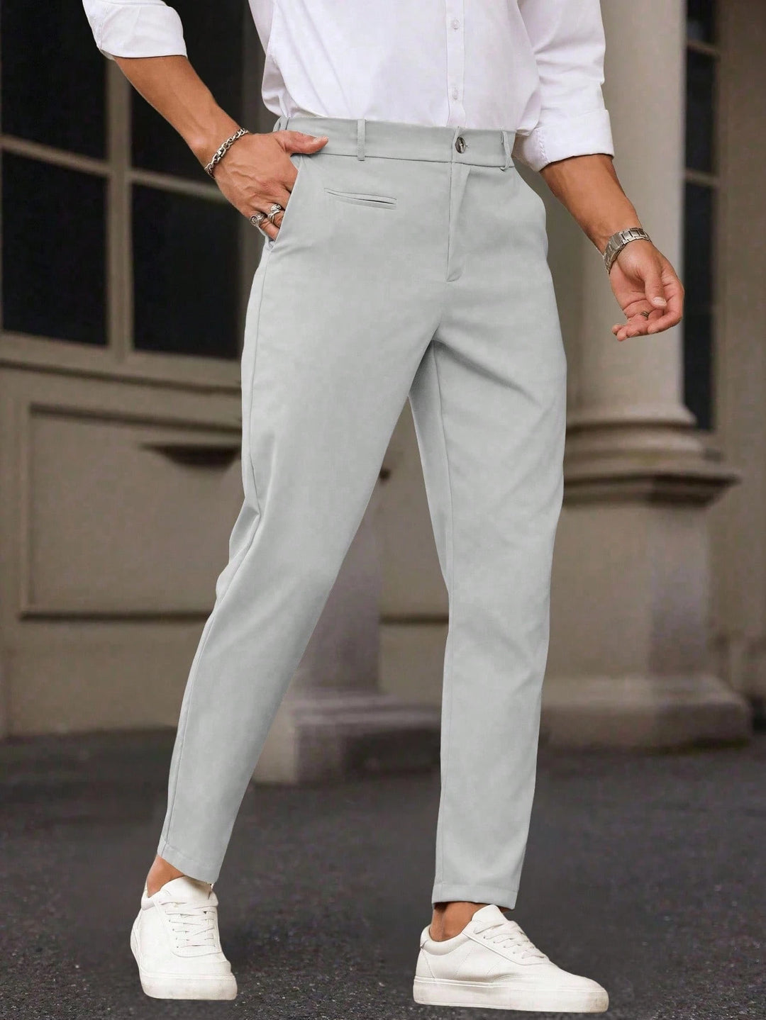Slim Fit Tapered Ankle Trousers