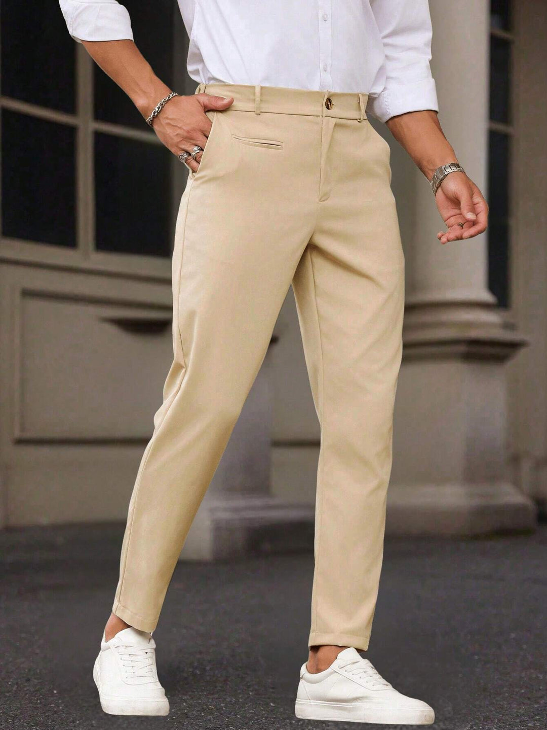 Slim Fit Tapered Ankle Trousers
