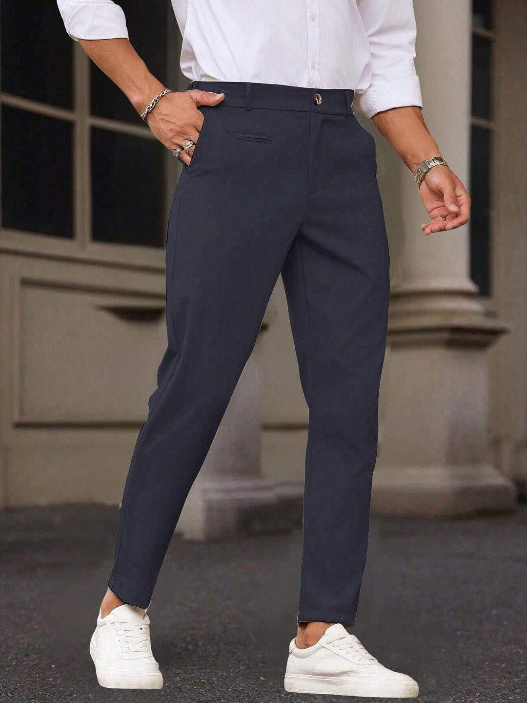 Slim Fit Tapered Ankle Trousers