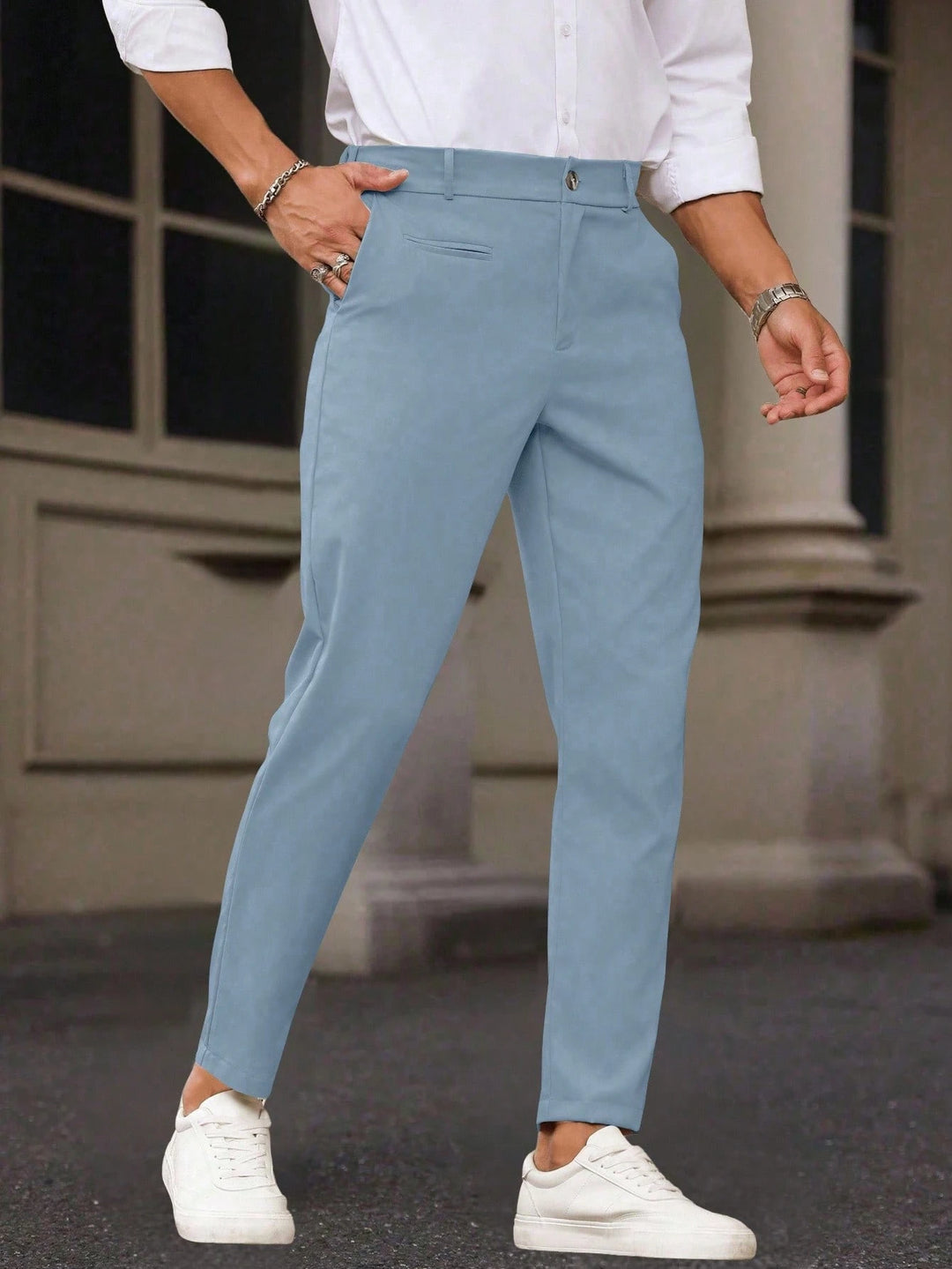 Slim Fit Tapered Ankle Trousers