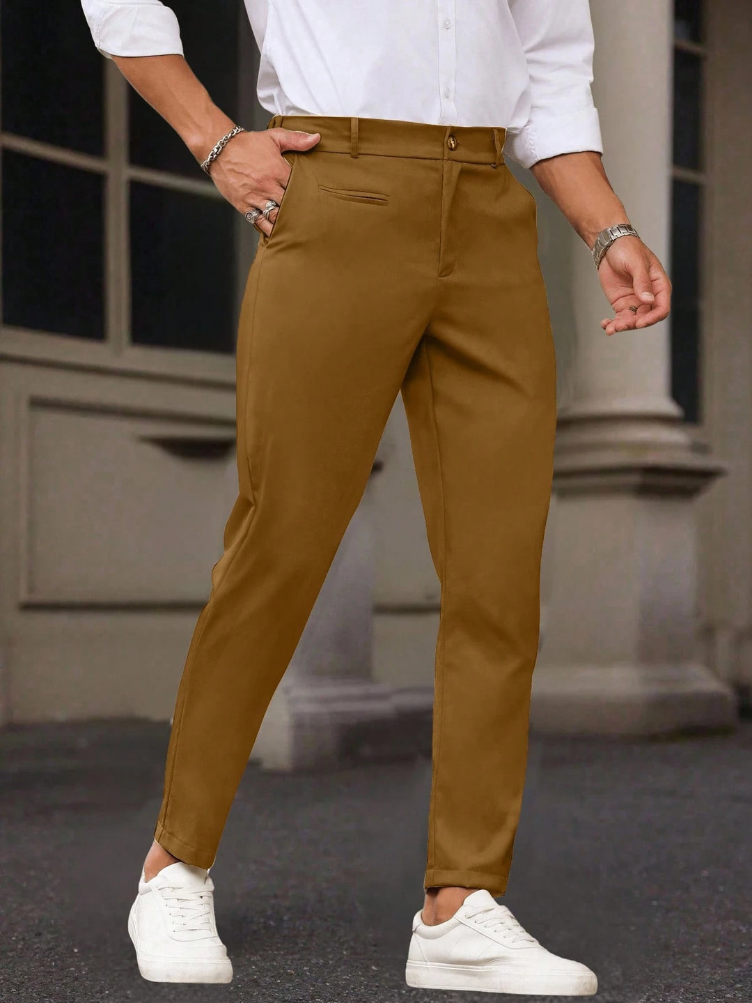 Slim Fit Tapered Ankle Trousers