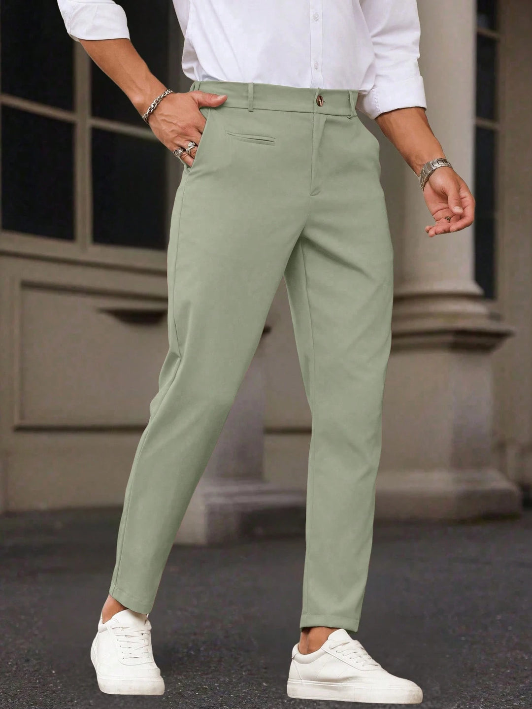 Slim Fit Tapered Ankle Trousers