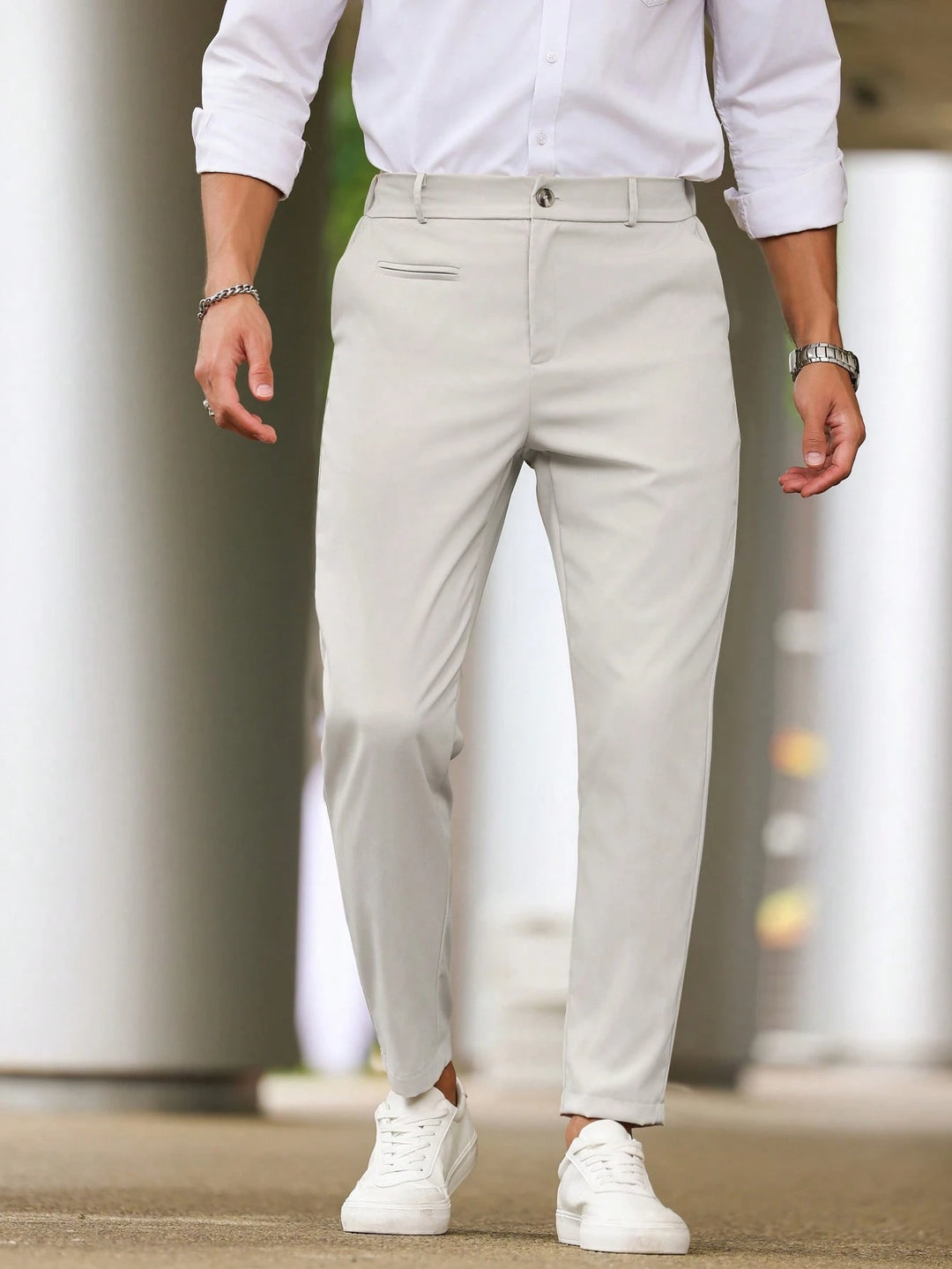 Slim Fit Tapered Ankle Trousers