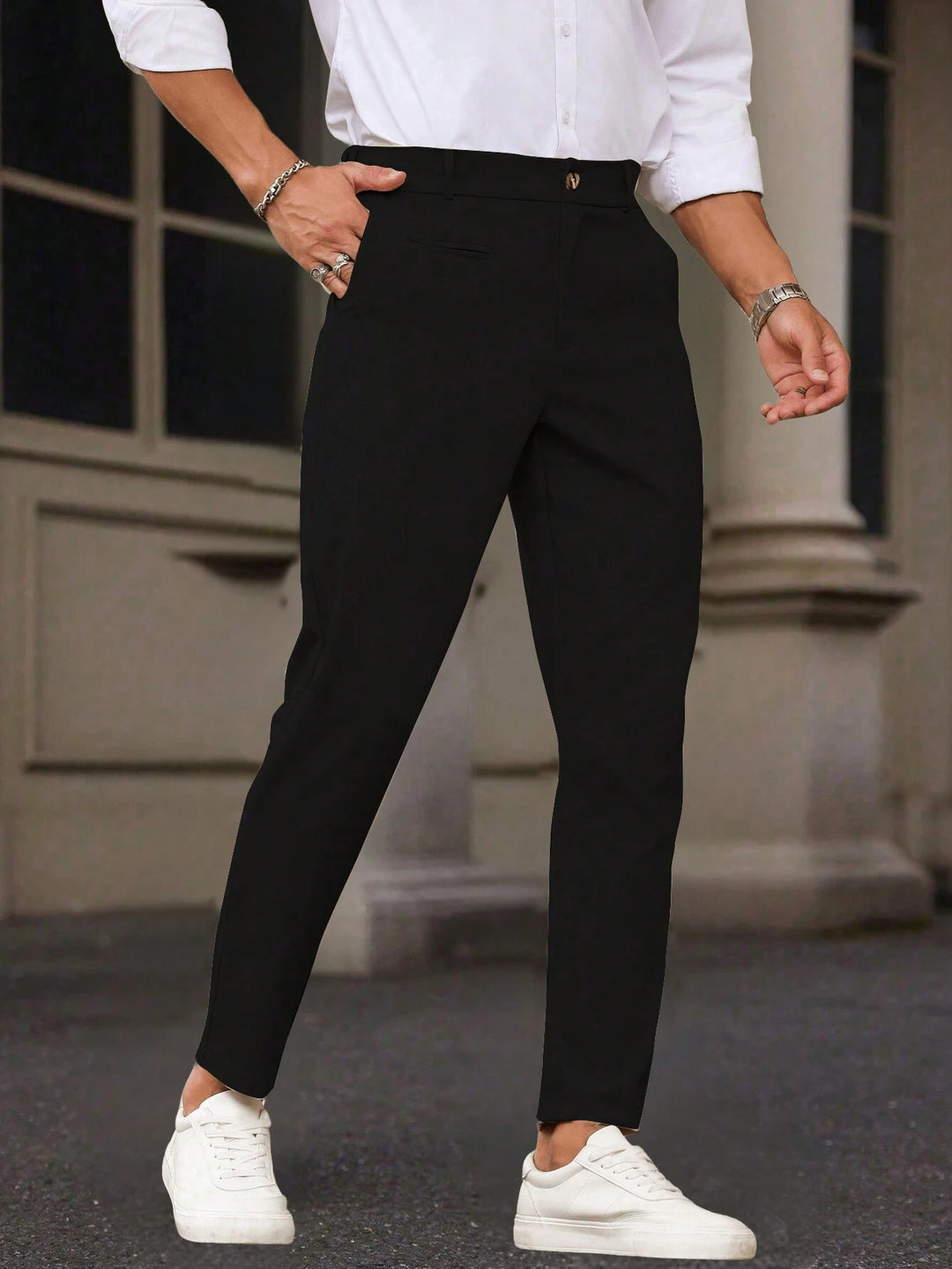 Slim Fit Tapered Ankle Trousers