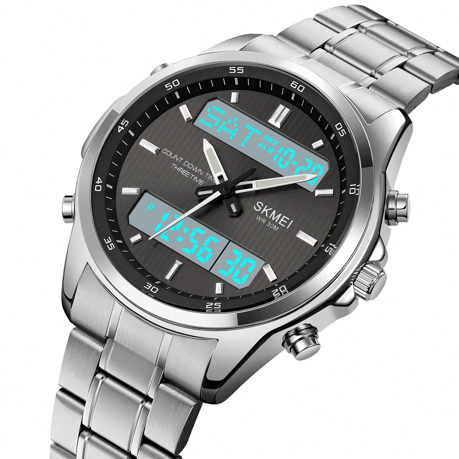 Stainless Steel Digital-Analog Men's Watch