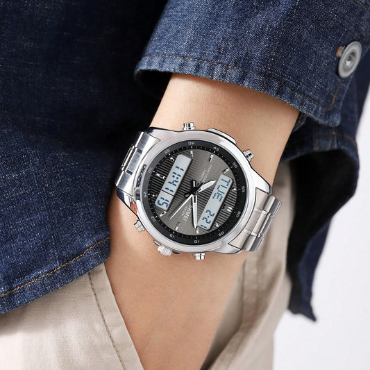 Stainless Steel Digital-Analog Men's Watch