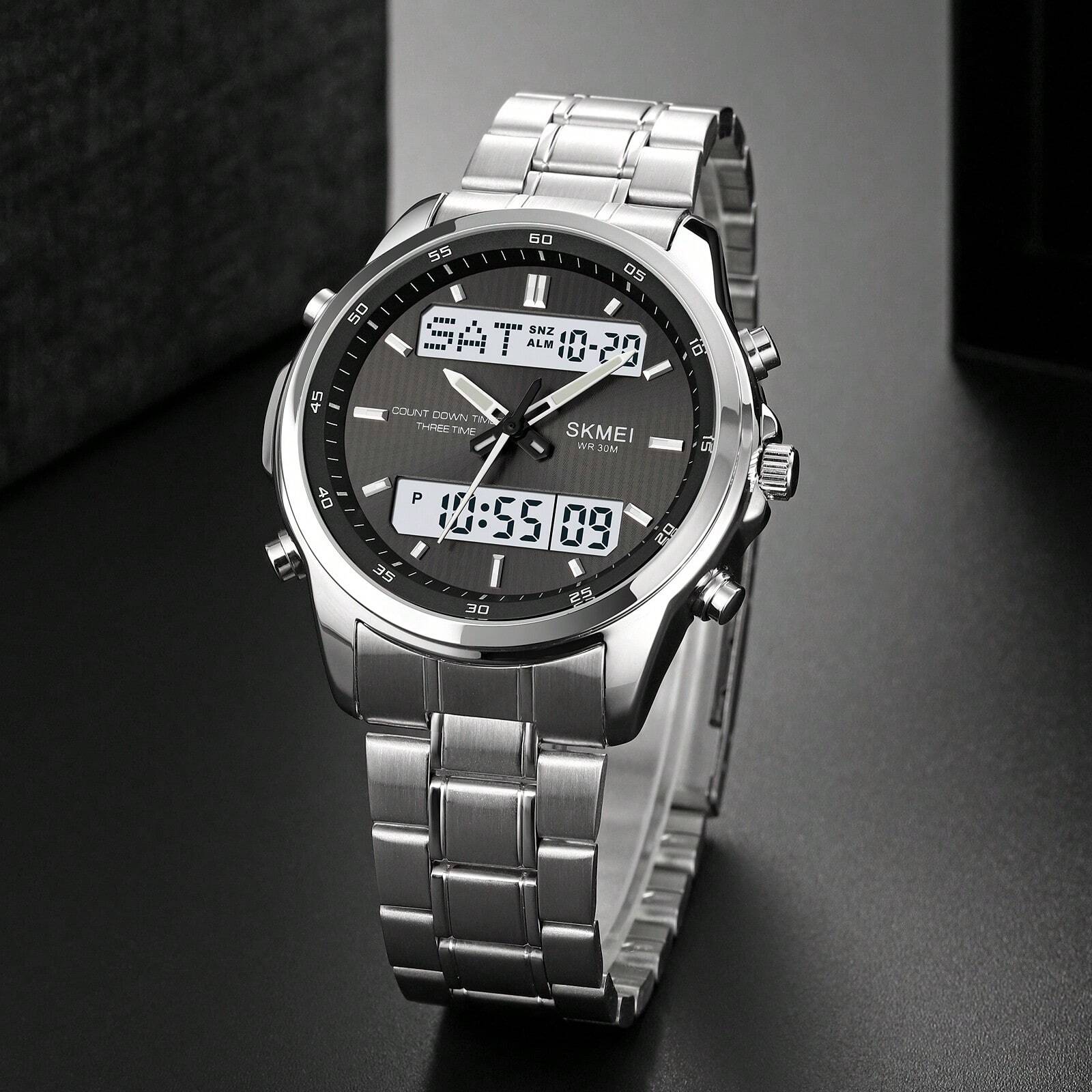 Stainless Steel Digital-Analog Men's Watch
