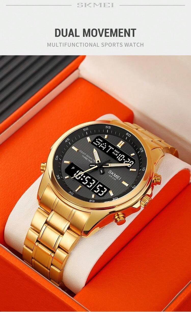 Stainless Steel Digital-Analog Men's Watch