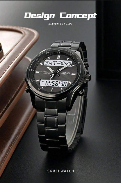 Stainless Steel Digital-Analog Men's Watch