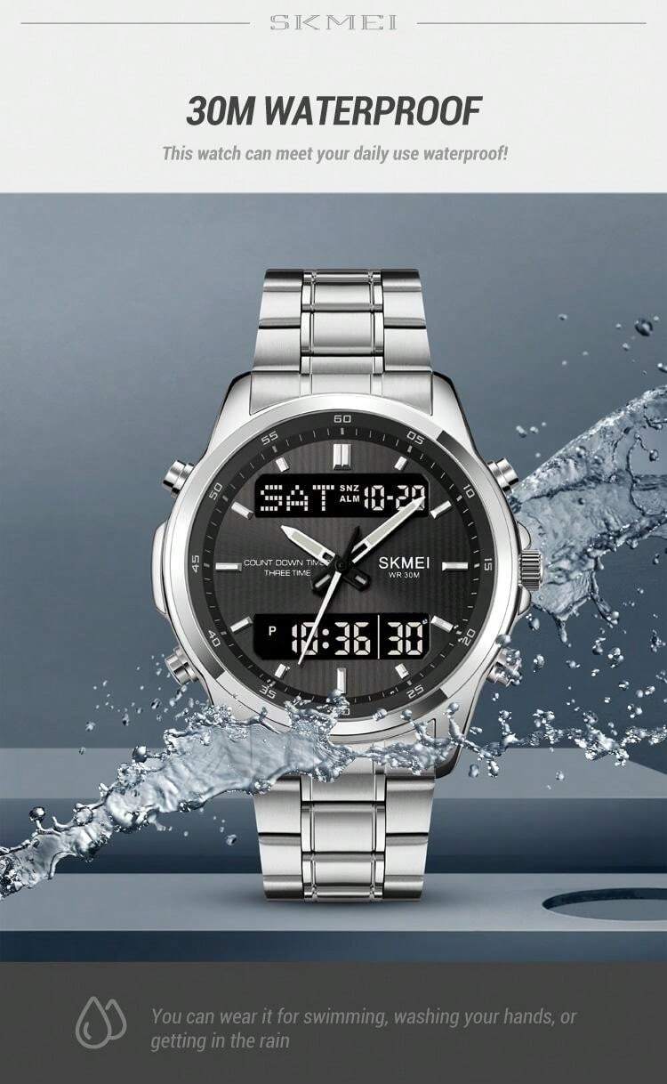 Stainless Steel Digital-Analog Men's Watch