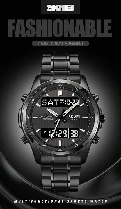 Stainless Steel Digital-Analog Men's Watch