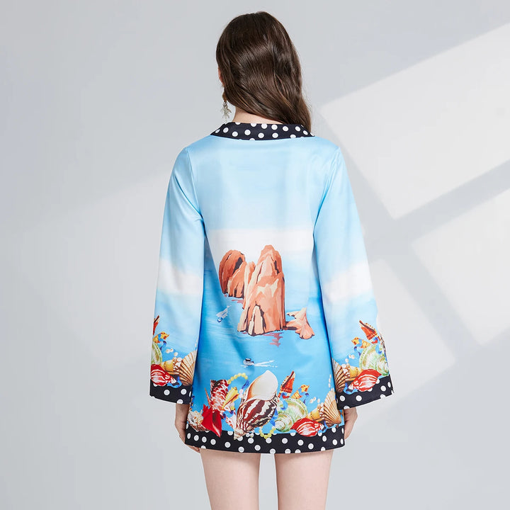 Starfish Print Bell Sleeve Tunic