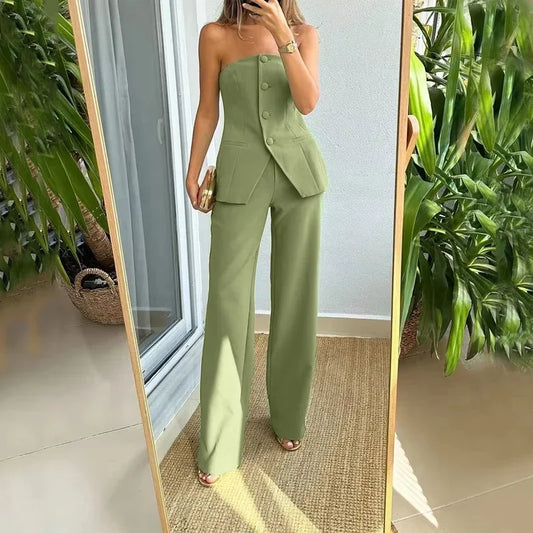 Strapless Waistcoat Bustier Pant Set