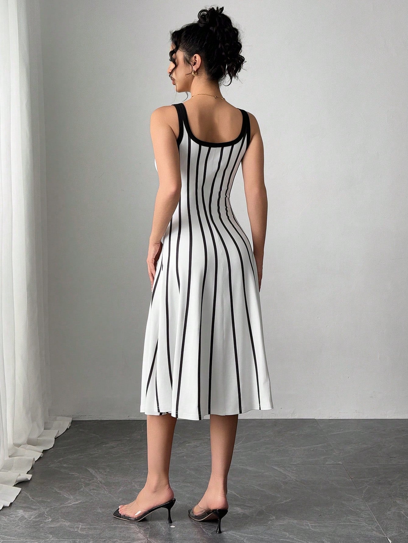  Striped Knit A Line Dress