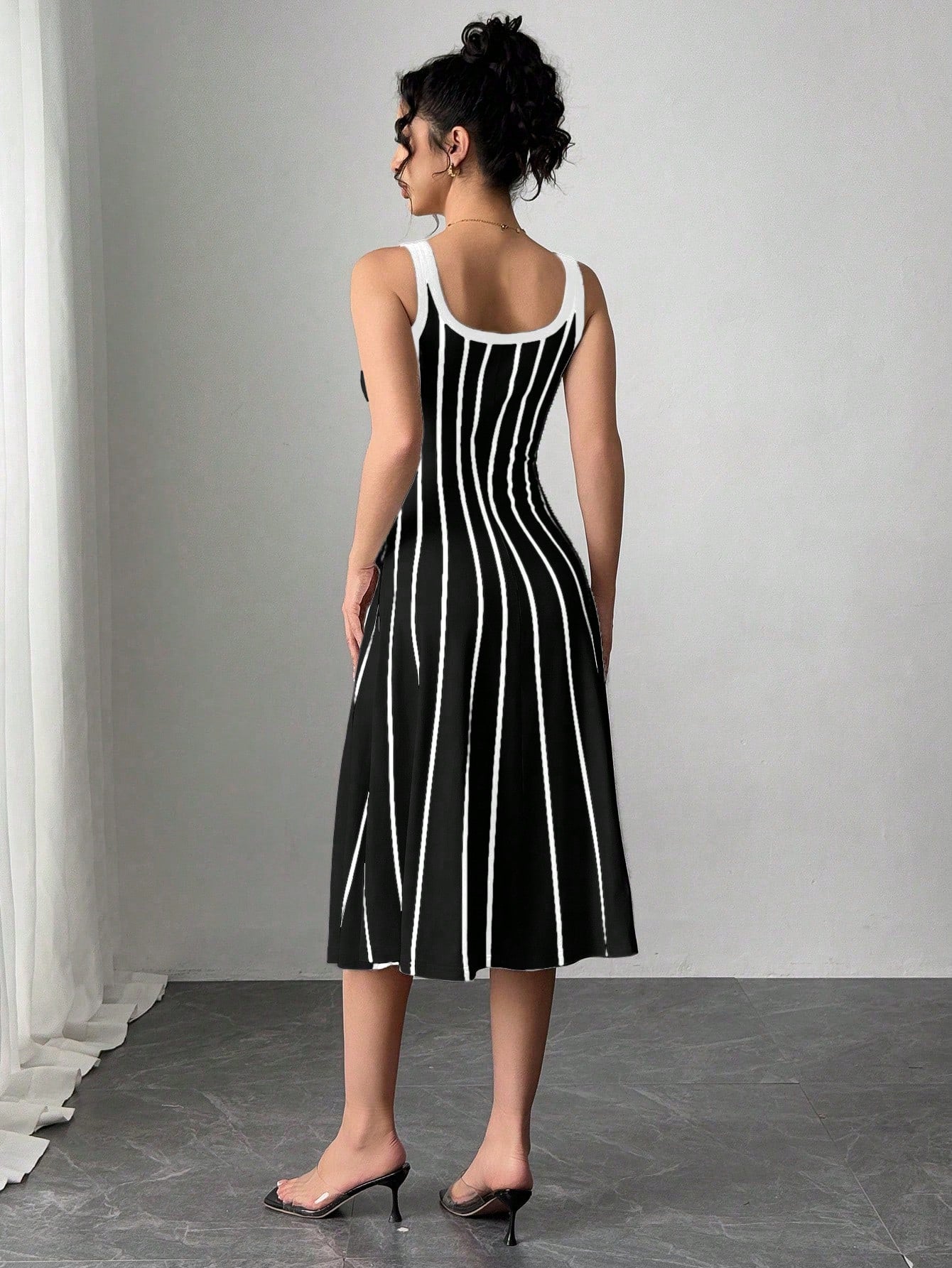  Striped Knit A Line Dress