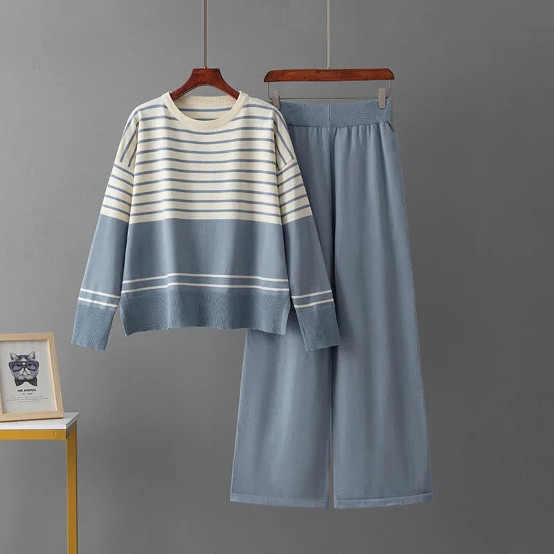 Striped Knit Sweater & Pants Set