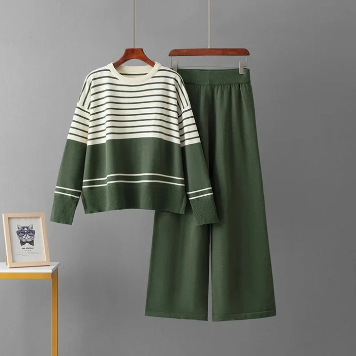 Striped Knit Sweater & Pants Set