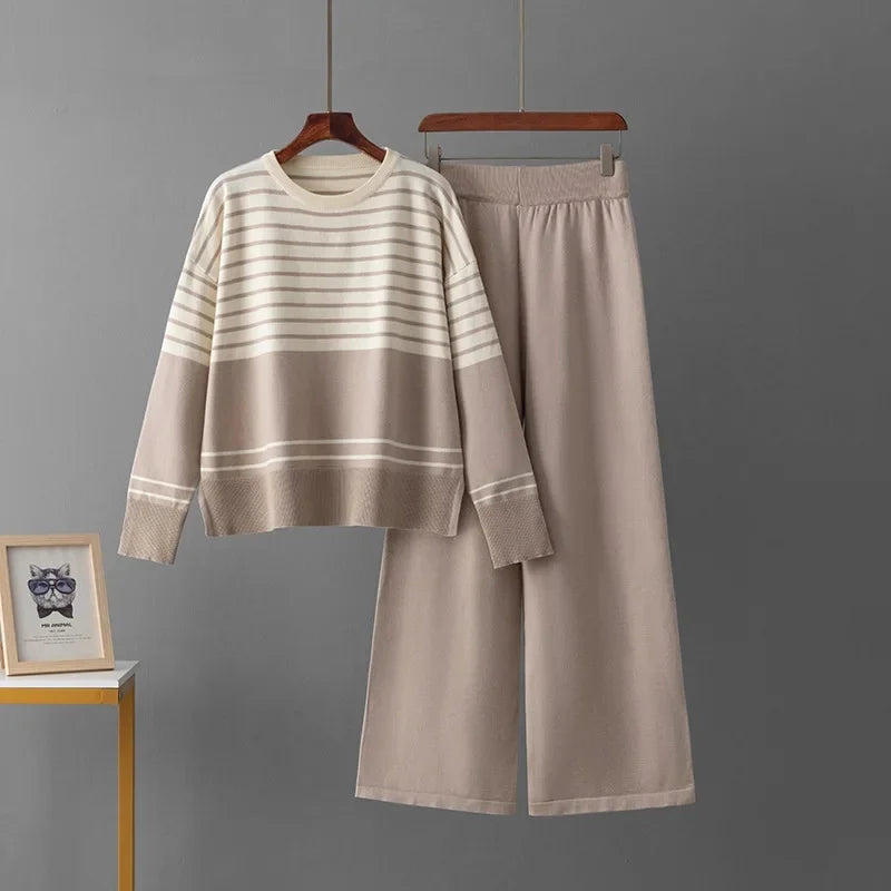 Striped Knit Sweater & Pants Set