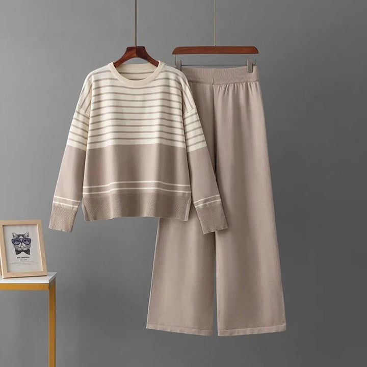Striped Knit Sweater & Pants Set