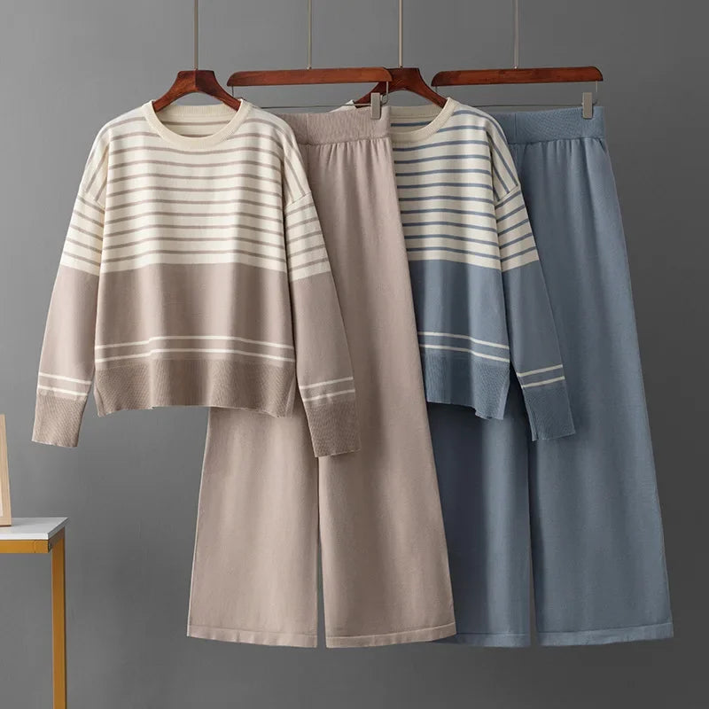 Striped Knit Sweater & Pants Set