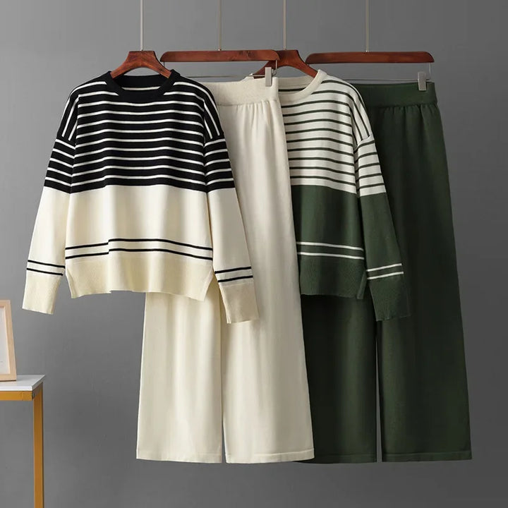 Striped Knit Sweater & Pants Set