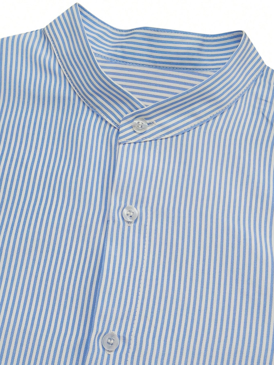 Striped Mandarin Collar Shirt Casual Summer Look