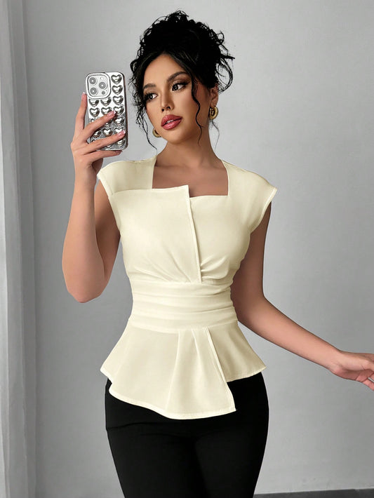 Structured Peplum Draped Top