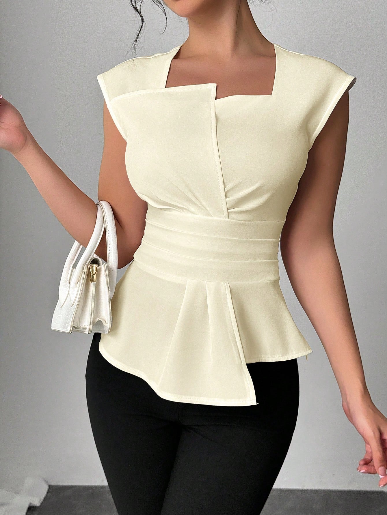 Structured Peplum Draped Top