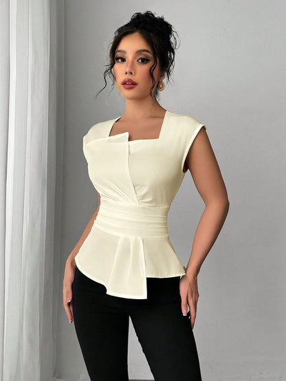 Structured Peplum Draped Top