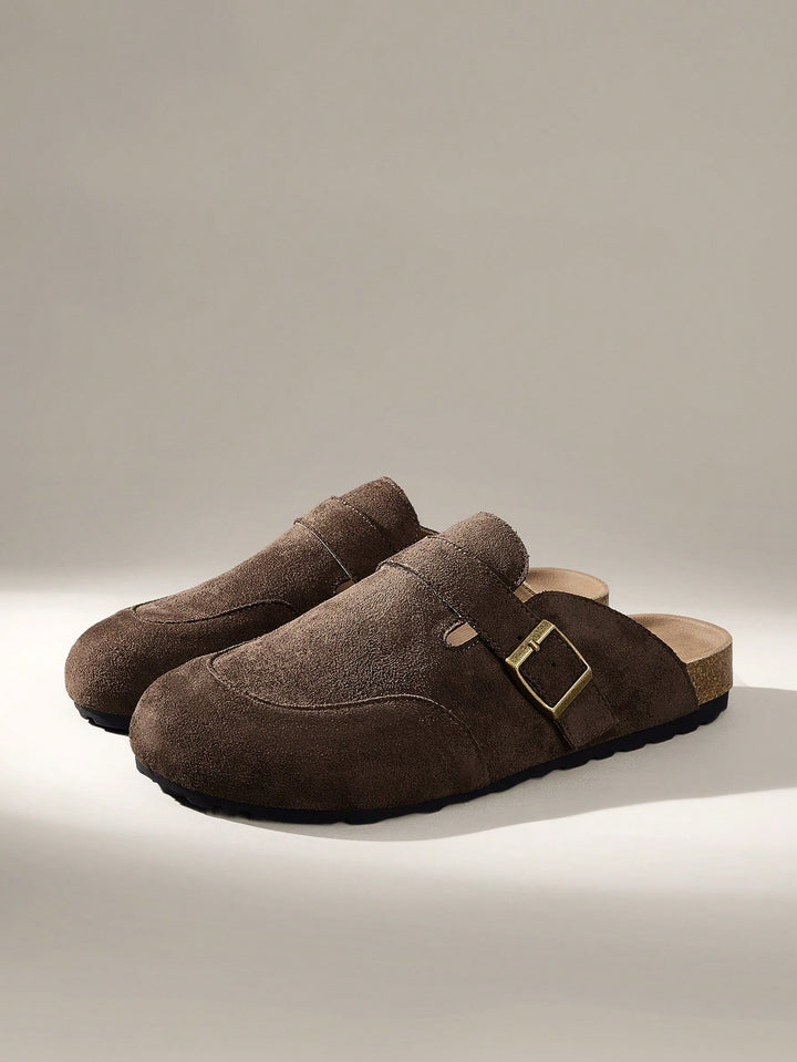 Suede Buckle Cork Footbed Clogs