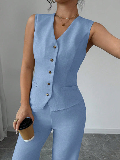 Tailored Sleeveless Waistcoat Pant Set