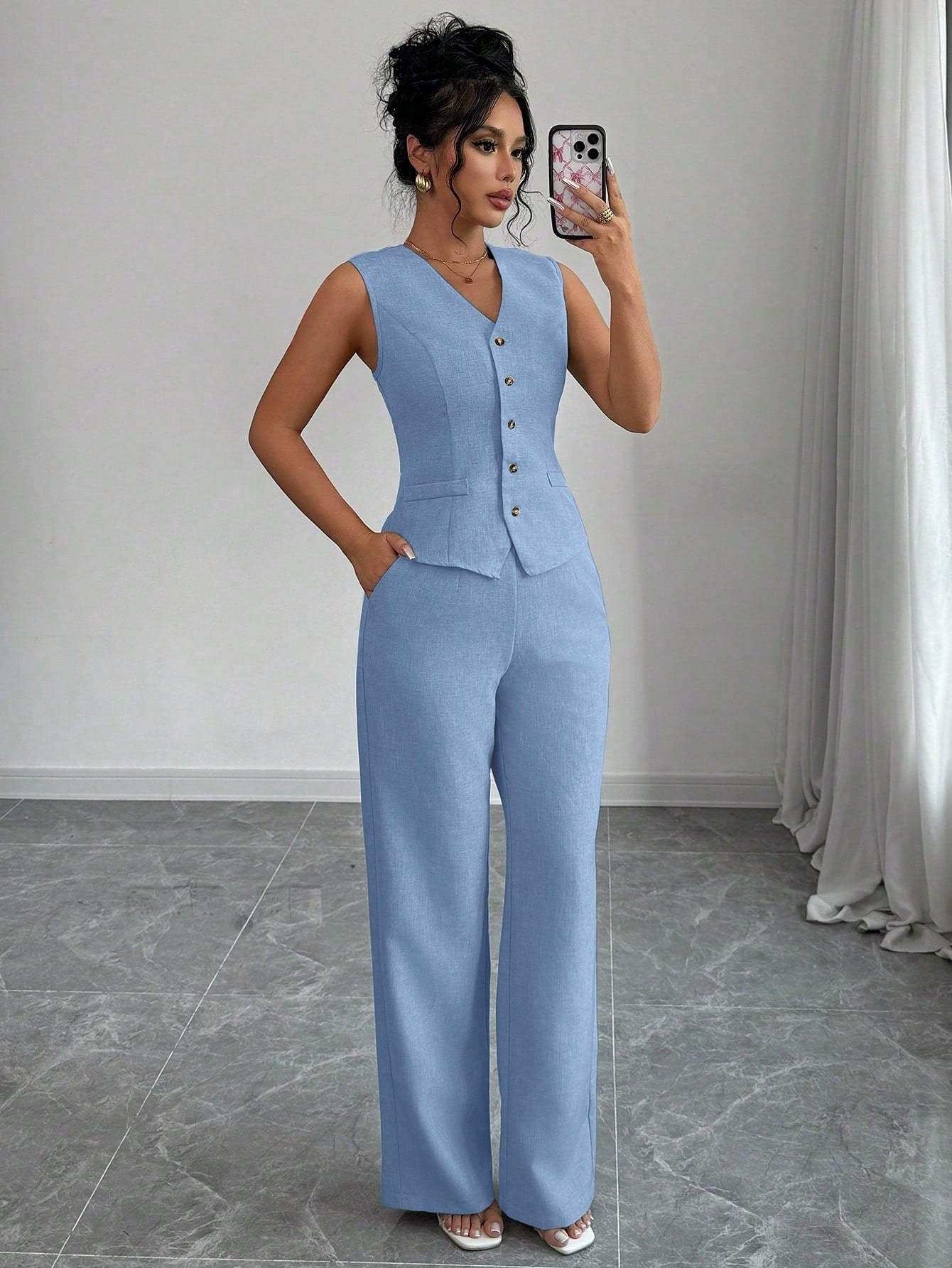 Tailored Sleeveless Waistcoat Pant Set