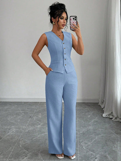 Tailored Sleeveless Waistcoat Pant Set