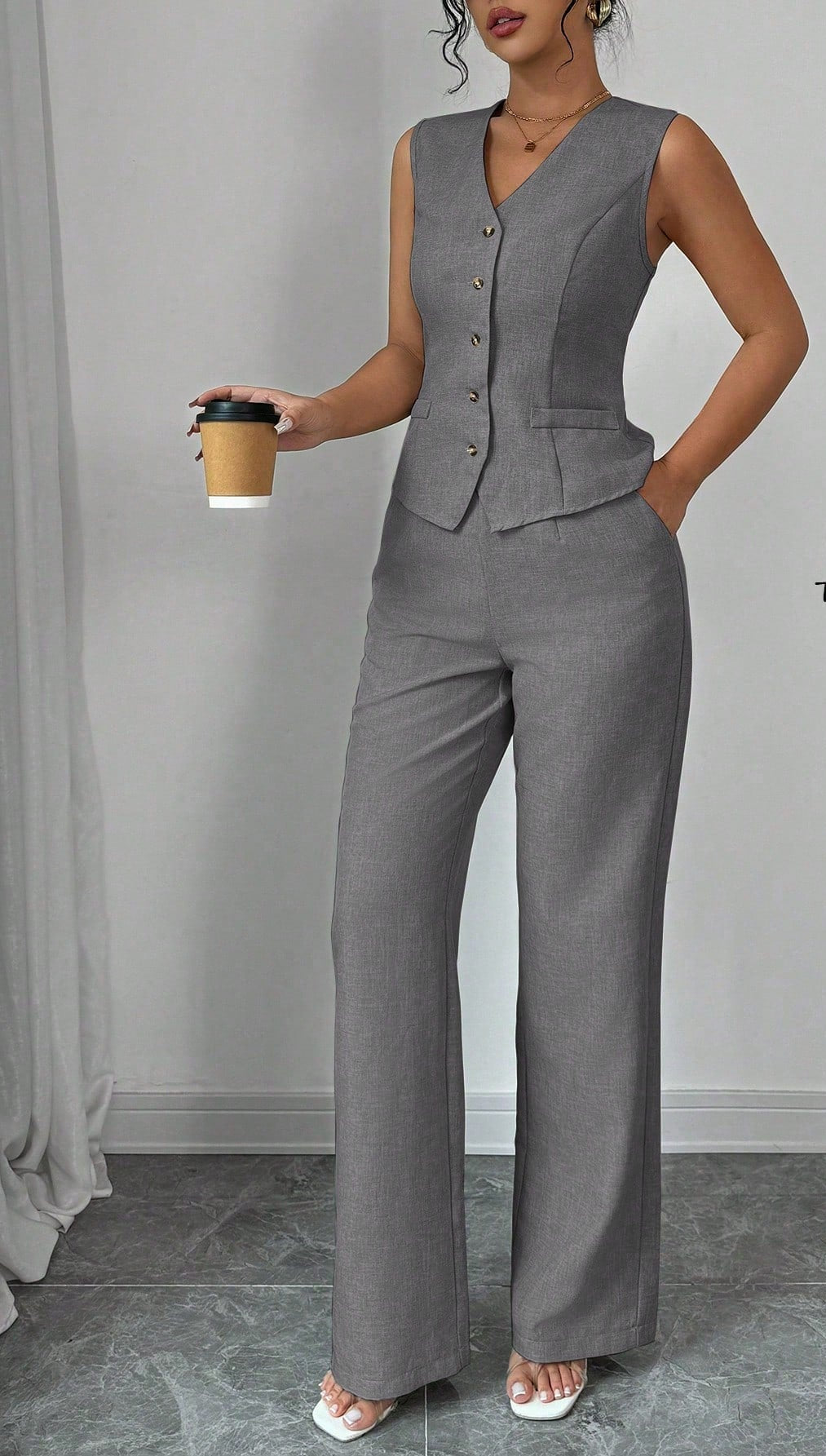 Tailored Sleeveless Waistcoat Pant Set