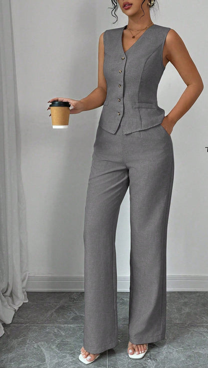 Tailored Sleeveless Waistcoat Pant Set