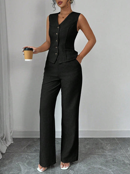 Tailored Sleeveless Waistcoat Pant Set