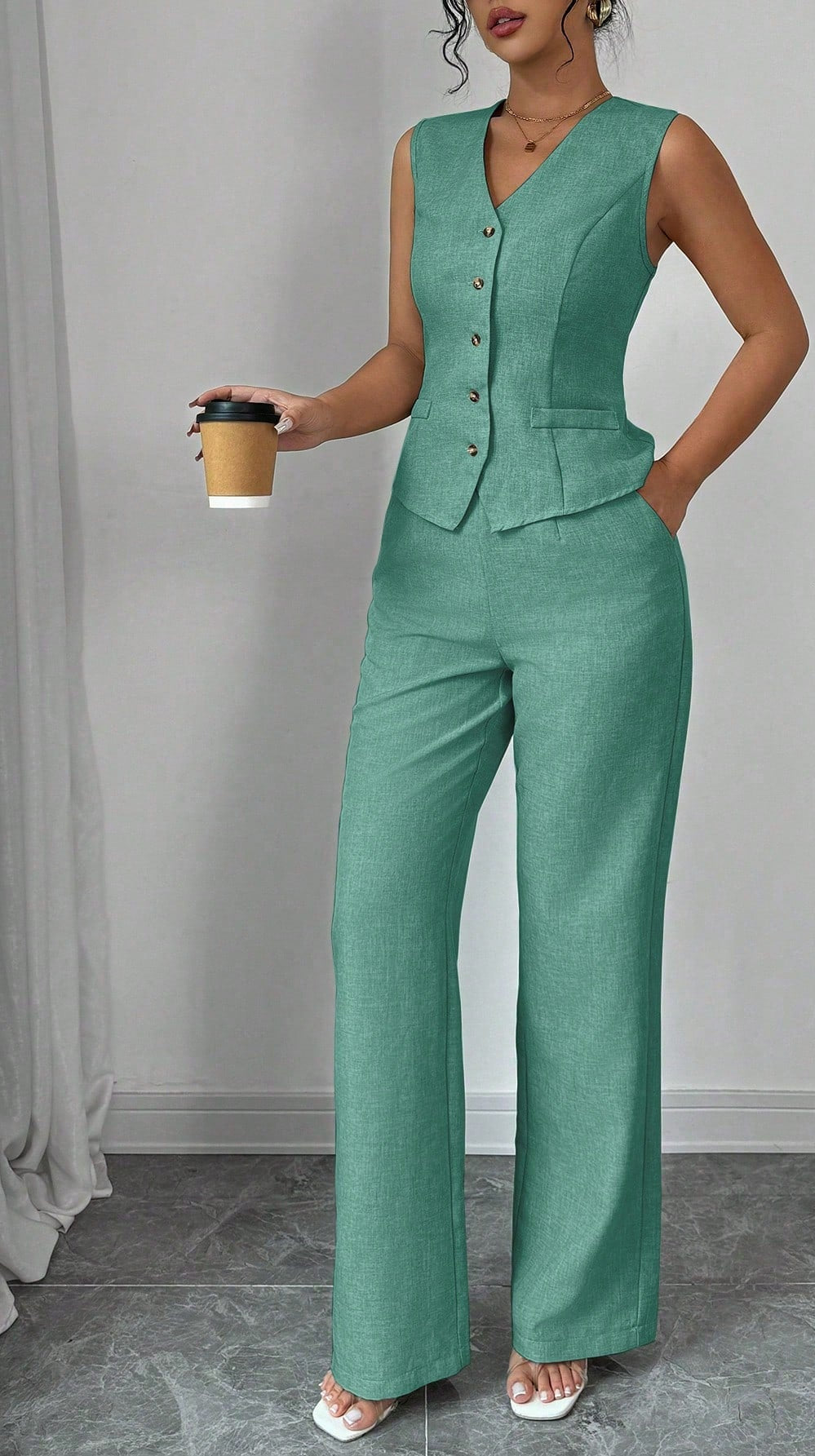 Tailored Sleeveless Waistcoat Pant Set